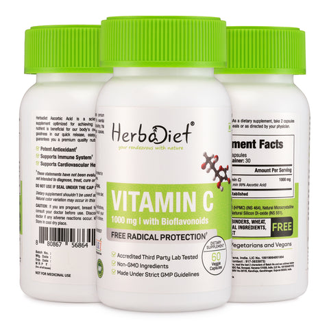 Vitamin C 1000mg Capsules with Antioxidants for Immune Support