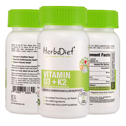 Vitamin K2 (MK7) Capsules with D3 & Enhanced Bioperine