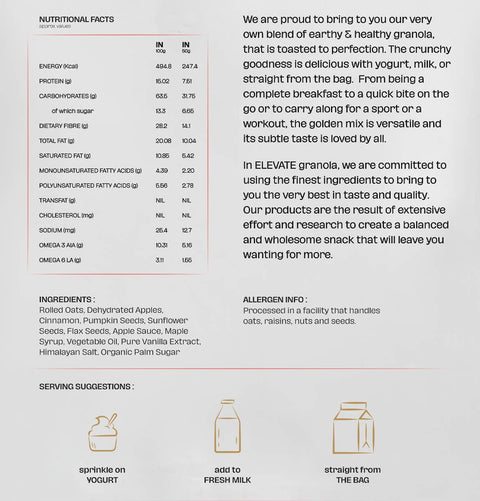 ELEVATE Granola Apple & Cinnamon (600g) - Energy & Metabolism