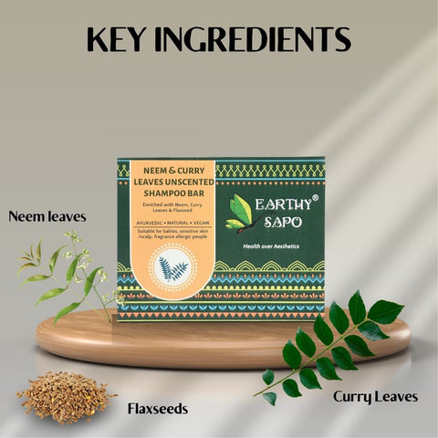 Neem & Curry Leaves Unscented Shampoo Bar, 75g