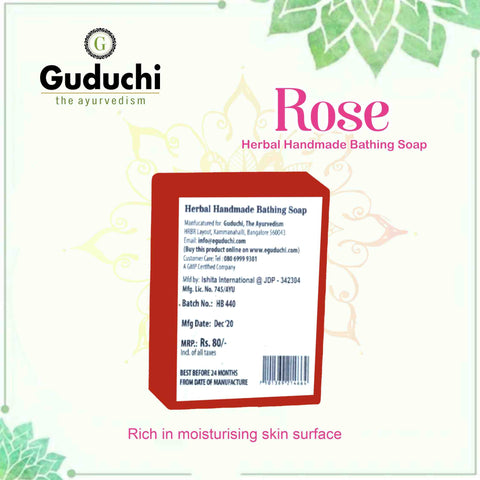 Herbal Handmade Rose Bathing Soap for Soft Skin & Oil Balance 5*100gm