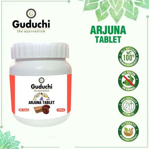 Arjuna Tablet - Cardio Care | Maintain Healthy Blood Pressure | Reduces from Clot Formation | Protects Heart Muscles - 60 Tabs | 500mg