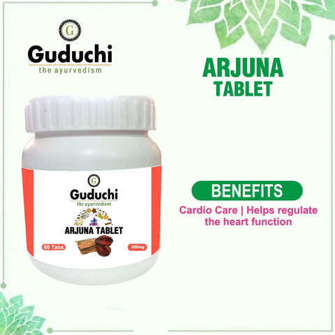 Arjuna Tablet - Cardio Care | Maintain Healthy Blood Pressure | Reduces from Clot Formation | Protects Heart Muscles - 60 Tabs | 500mg