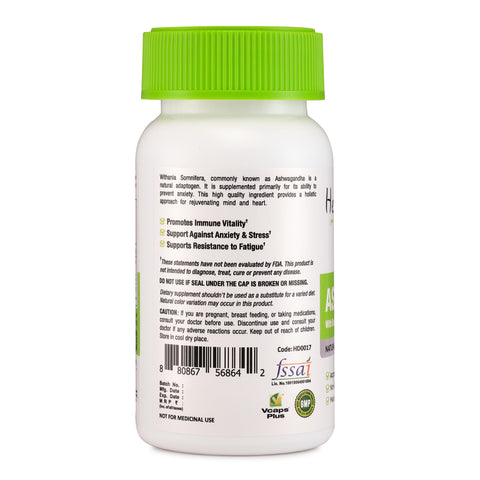 Ashwagandha Root Extract Capsules for Energy & Focus Support