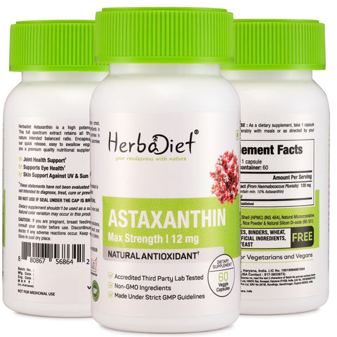Astaxanthin Extract 12mg Capsules for Skin & Eye Health
