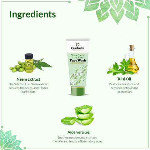 Ayurvedic Neem Tulsi Aloevera Face Wash for Acne, Scars & Pigmentation