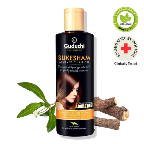 Ayurvedic Sukesham Anti Hair Fall Oil for Hair Fall Control & Hair Regrowth - 200ml