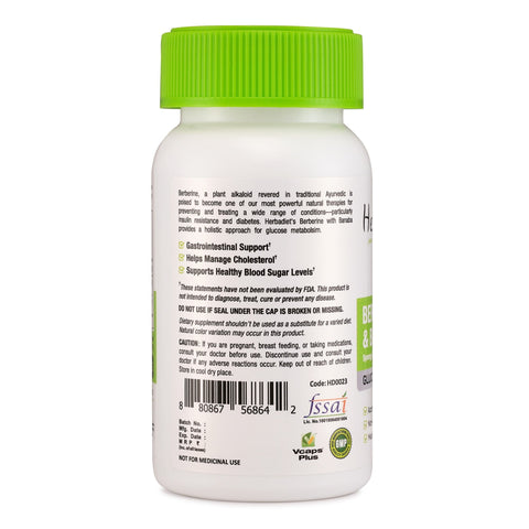 Berberine HCL with Banaba Leaf Extract (500mg) for Glucose Metabolism & Immune System Support