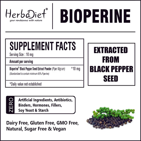 Herbadiet Bioperine 95% Powder to Boost Nutrients Uptake