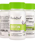 Biotin (10,000mcg) Energy & Metabolism Vitamin Supplement for Healthy Hair, Skin & Nails