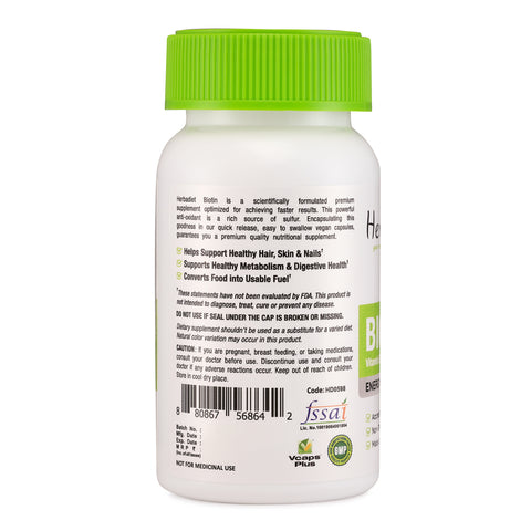 Biotin (10,000mcg) Energy & Metabolism Vitamin Supplement for Healthy Hair, Skin & Nails