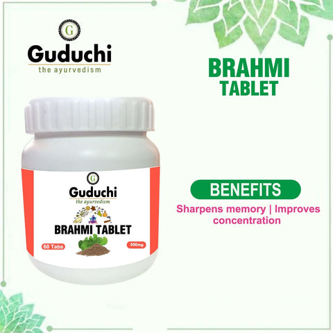 Brahmi Tablet | Sharpen memory | Improves concentration | Relieve Stress - 60 Tabs | 500mg