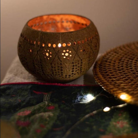 Coconut Shell Tea Light Holder