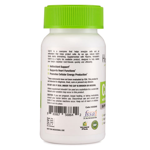 CoQ10 Coenzyme Q - 10 Coenzyme (200mg) with BIOPERINE for Heart Health & Cellular Energy