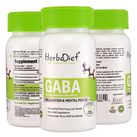 GABA (Gamma - Aminobutyric Acid) Supplement for Promoting Relaxation & Calmness