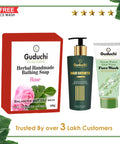 Glow from Head to Toe: Rose Soap, Hair Growth Shampoo & Neem Tulsi Face Wash Combo