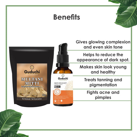 Glowing Skin Duo Guduchi Ayurveda Vitamin C Serum & Multani Mitti Combo Pack