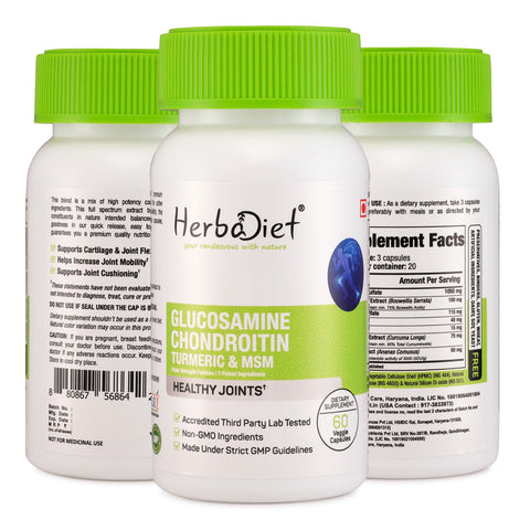 Glucosamine with Chondroitin, Turmeric Extract and MSM Blend for Joint Support & Collagen Formation