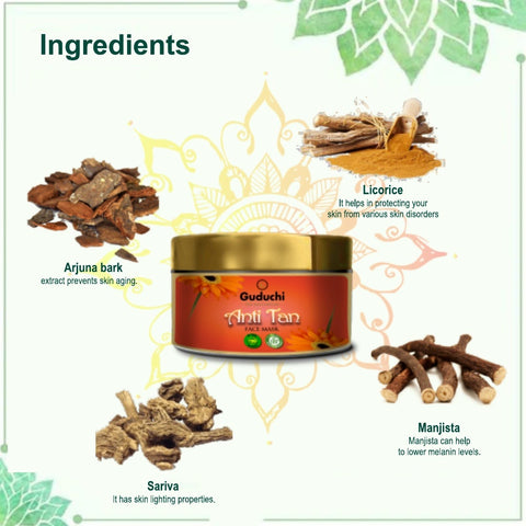 Guduchi Anti Tan Face Mask for Improved Skin Tone, Pigmentation with the goodness of Ayurveda