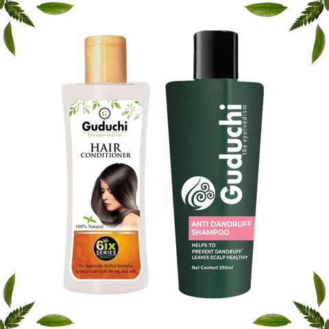 Guduchi Ayurveda Anti - Dandruff Shampoo & Conditioner Combo For Dandruff Control, Dry & Frizz Free Hair.