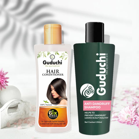 Guduchi Ayurveda Anti - Dandruff Shampoo & Conditioner Combo For Dandruff Control, Dry & Frizz Free Hair.