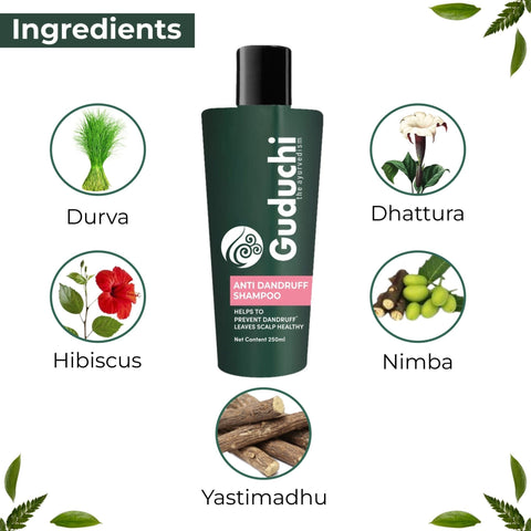 Guduchi Ayurveda Anti-Dandruff Shampoo & Conditioner Combo For Dandruff Control, Dry & Frizz Free Hair.