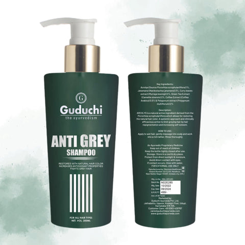 Guduchi Ayurveda Anti Grey shampoo.