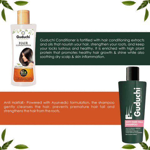 Guduchi Ayurveda  Anti-Hair fall Shampoo & Conditioner Combo For Hair Fall Control & Dry & Frizz Free Hair