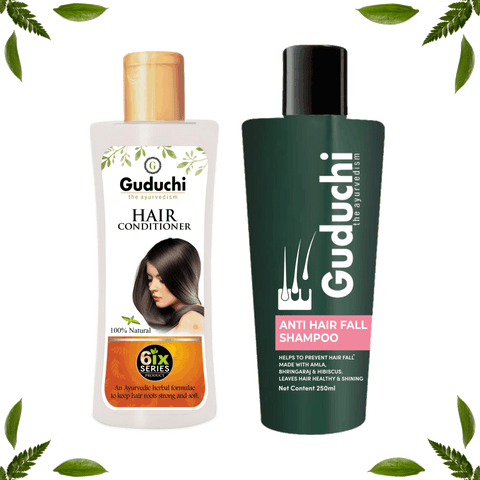 Guduchi Ayurveda Anti - Hair fall Shampoo & Conditioner Combo For Hair Fall Control & Dry & Frizz Free Hair