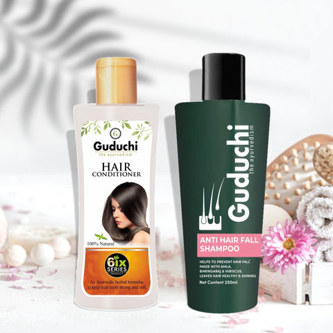 Guduchi Ayurveda Anti - Hair fall Shampoo & Conditioner Combo For Hair Fall Control & Dry & Frizz Free Hair