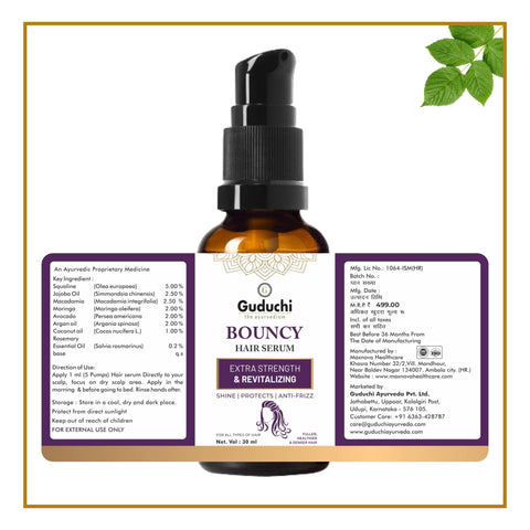 Guduchi Ayurveda Bouncy Hair Serum For Fuller, Healthier & Denser Hair | For Men & Women |30ML