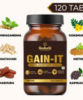 Guduchi Ayurveda GAIN - IT for Natural Weight & Muscle Gain and Bone Strength | For Under weight men and women | 100% Herbal | 500mg Each Tab - 120 Tabs * 3 Bottles