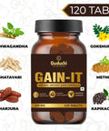 Guduchi Ayurveda GAIN - IT Tablets for Fast Weight & Muscle Gain and Bone Strength | For Under weight men and women | 500mg Tablets - 120 Tabs * 3 Bottles