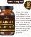 Guduchi Ayurveda GAIN - IT Tablets for Fast Weight & Muscle Gain and Bone Strength | For Under weight men and women | 500mg Tablets - 120 Tabs * 3 Bottles