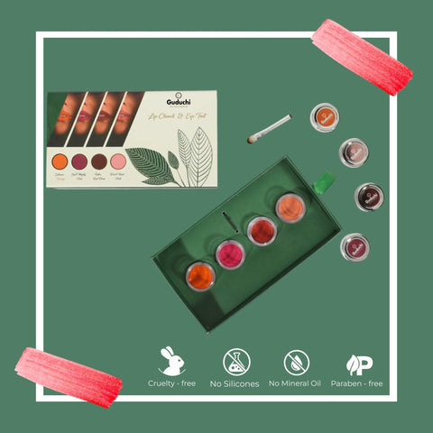 Guduchi Ayurveda Lip Cheek Eye Tint 3 in 1, available in 4 shades!