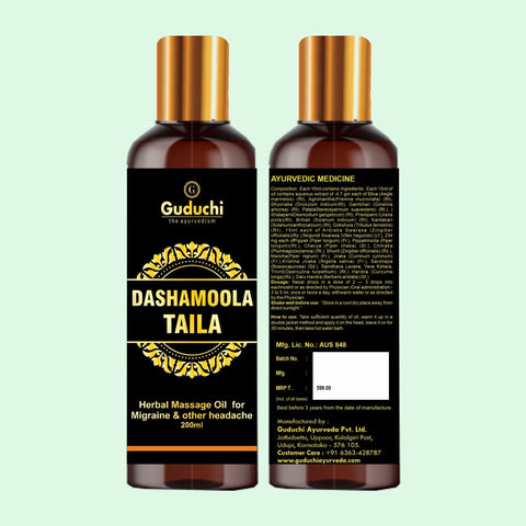 Guduchi Dashamoola body oil helps fight migraine and other headache | For External Use | 200 ML