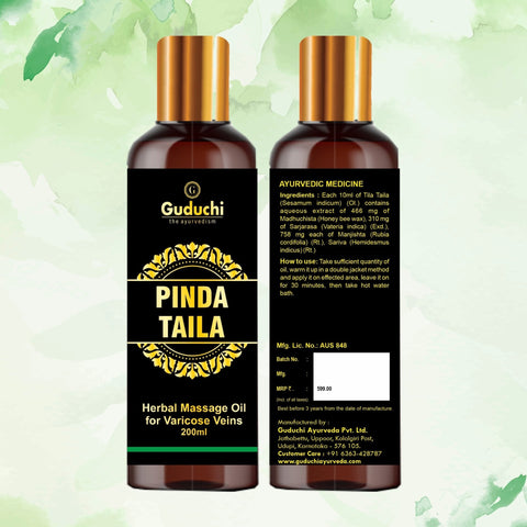 Guduchi Pinda body oil helps relieve pain in Varicose Veins | For External Use | 200 ML