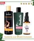 Hair Fall Defenders: Guduchi's Sukesham Oil, Anti Hairfall Shampoo & Bouncy Hair Serum Combo