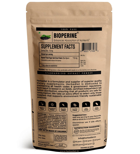 Herbadiet Bioperine 95% Powder to Boost Nutrients Uptake