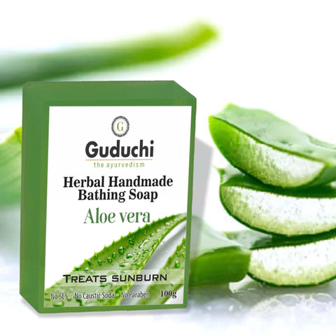 Herbal Handmade Aloe vera Bathing Soap for Moisturizing, Anti - Acne & Pimple Care 5*100gm