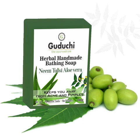 Herbal Handmade Neem,Tulsi & Aloevera Bathing Soap, Highly Recommended for Oily skin - 5*100gm
