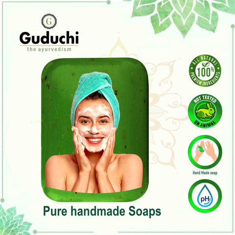 Herbal Handmade Neem,Tulsi & Aloevera Bathing Soap, Highly Recommended for Oily skin - 5*100gm