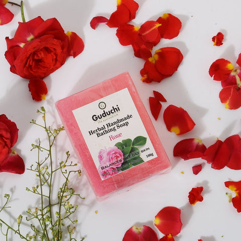 Herbal Handmade Rose Bathing Soap for Soft Skin & Oil Balance 5*100gm