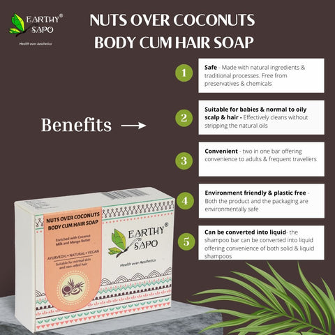 Nuts over Coconuts Body Cum Hair Soap, 100g