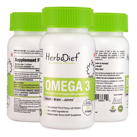 Fish Oil Omega-3 High Strength DHA and EPA Supplement for Healthy Joints & Heart