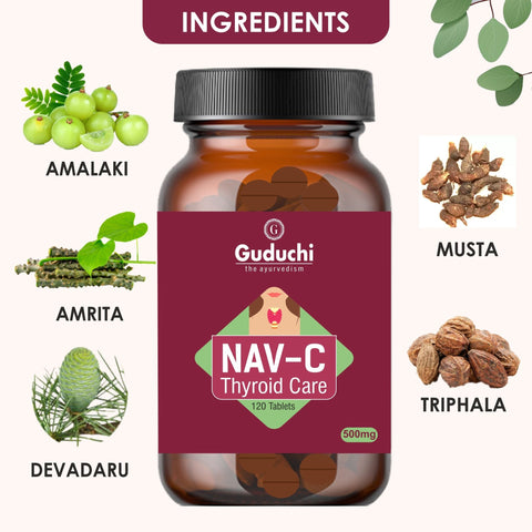 One month Hypothyroid regime to overcome the symptoms of hypothyroid, contains NAV - C natural tablets and G2O water mix (Nav - c 120 tablets - 1, G20 water mix 250gm - 1).