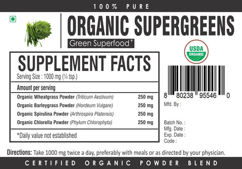 Organic Super Greens Superfood Powder for Energy Boost & Detox