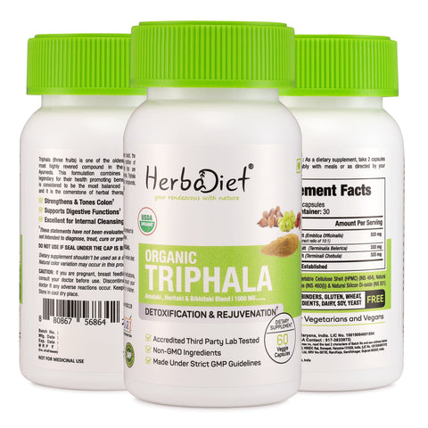 Organic Triphala Capsules for Digestive Support, Colon Cleanse & Liver Detox