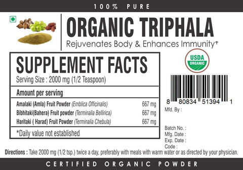 Organic Triphala Powder for Digestive Health, Detox & Cleansing