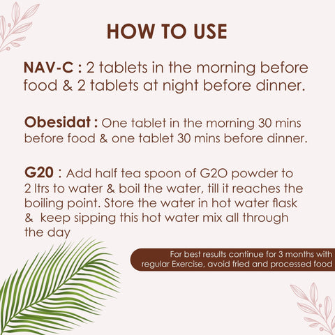 Weight Loss Regimen for Hypothyroid. Obesidat & NAV-C Tablets  with G2O Water Mix.